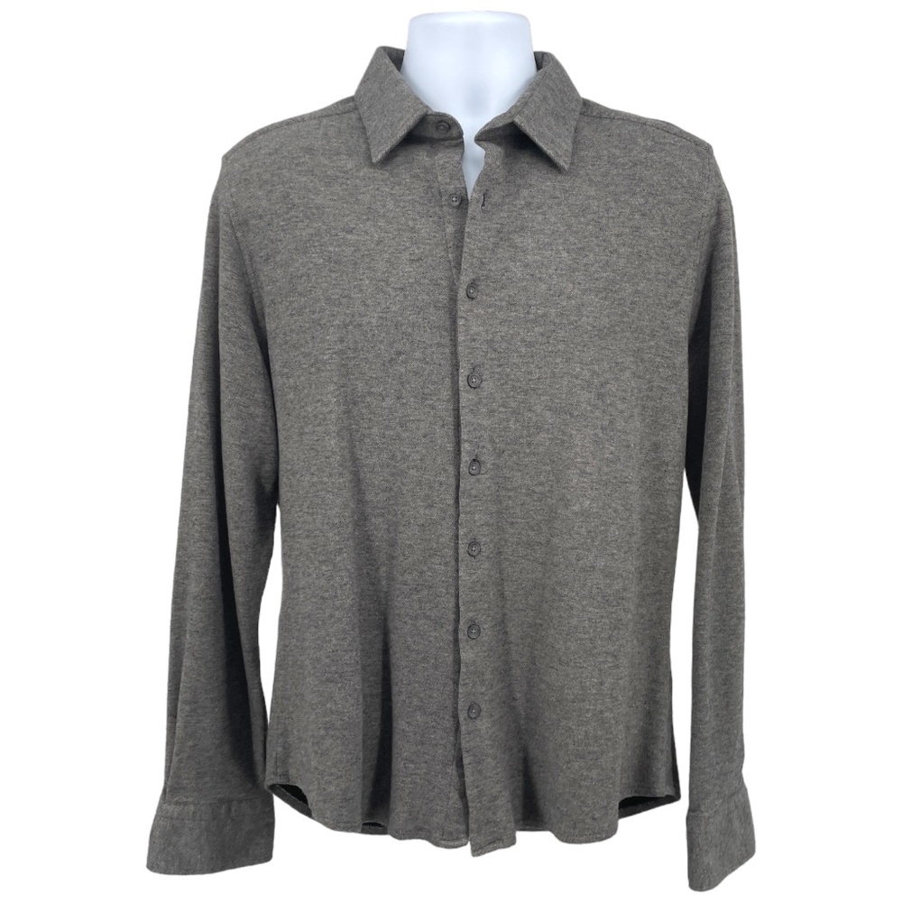 Stone Rose Men's Dry Touch Stretch Flannel Button Up Shirt, Charcoal, Size L